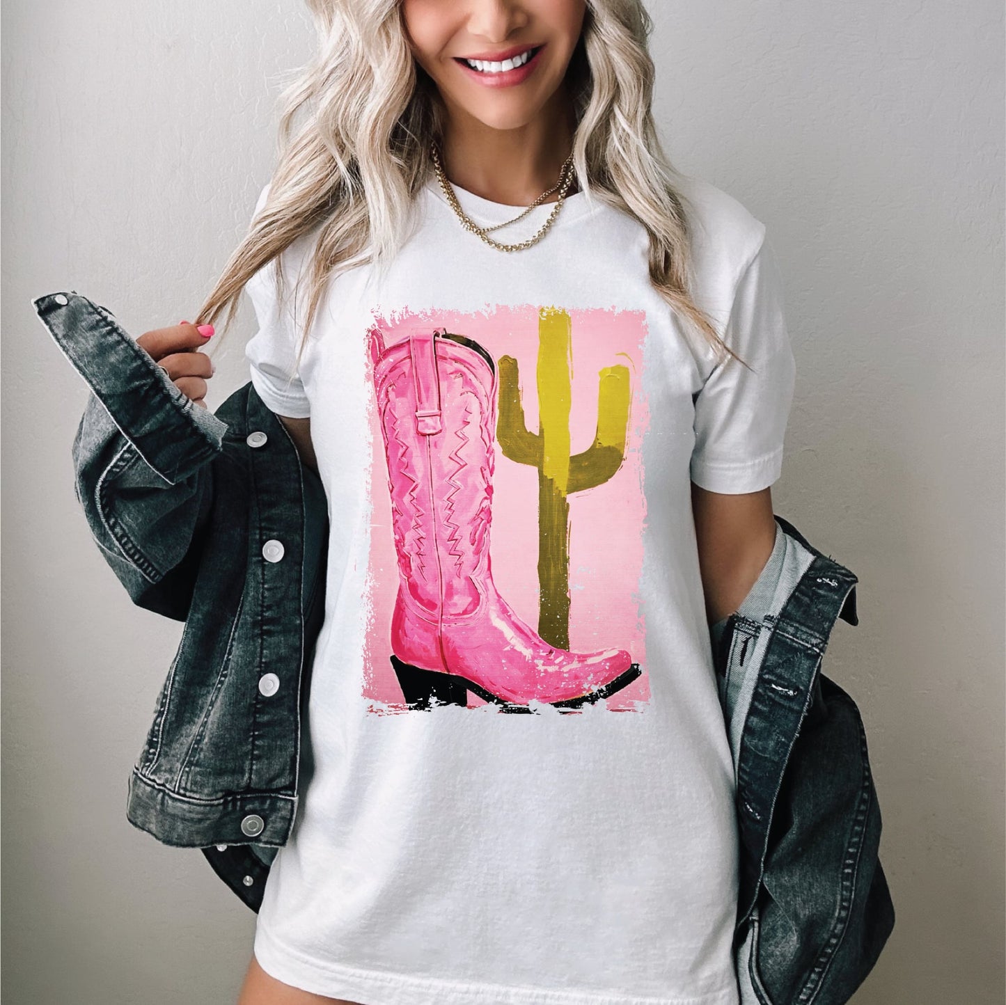 Pink Cactus and Boot