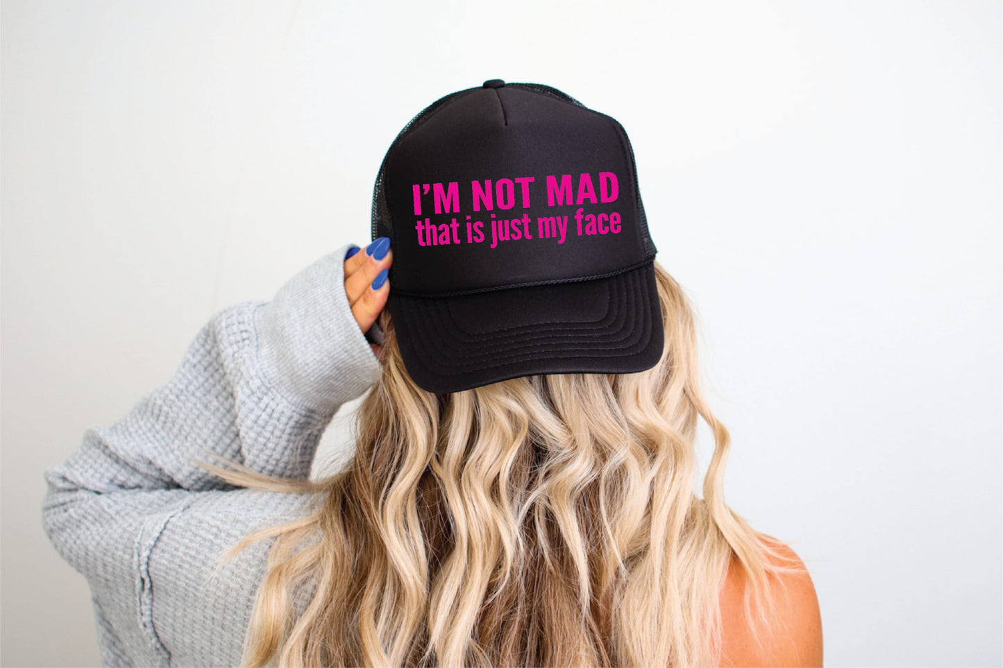 I’m Not Mad Black Unisex Foam Trucker Hat