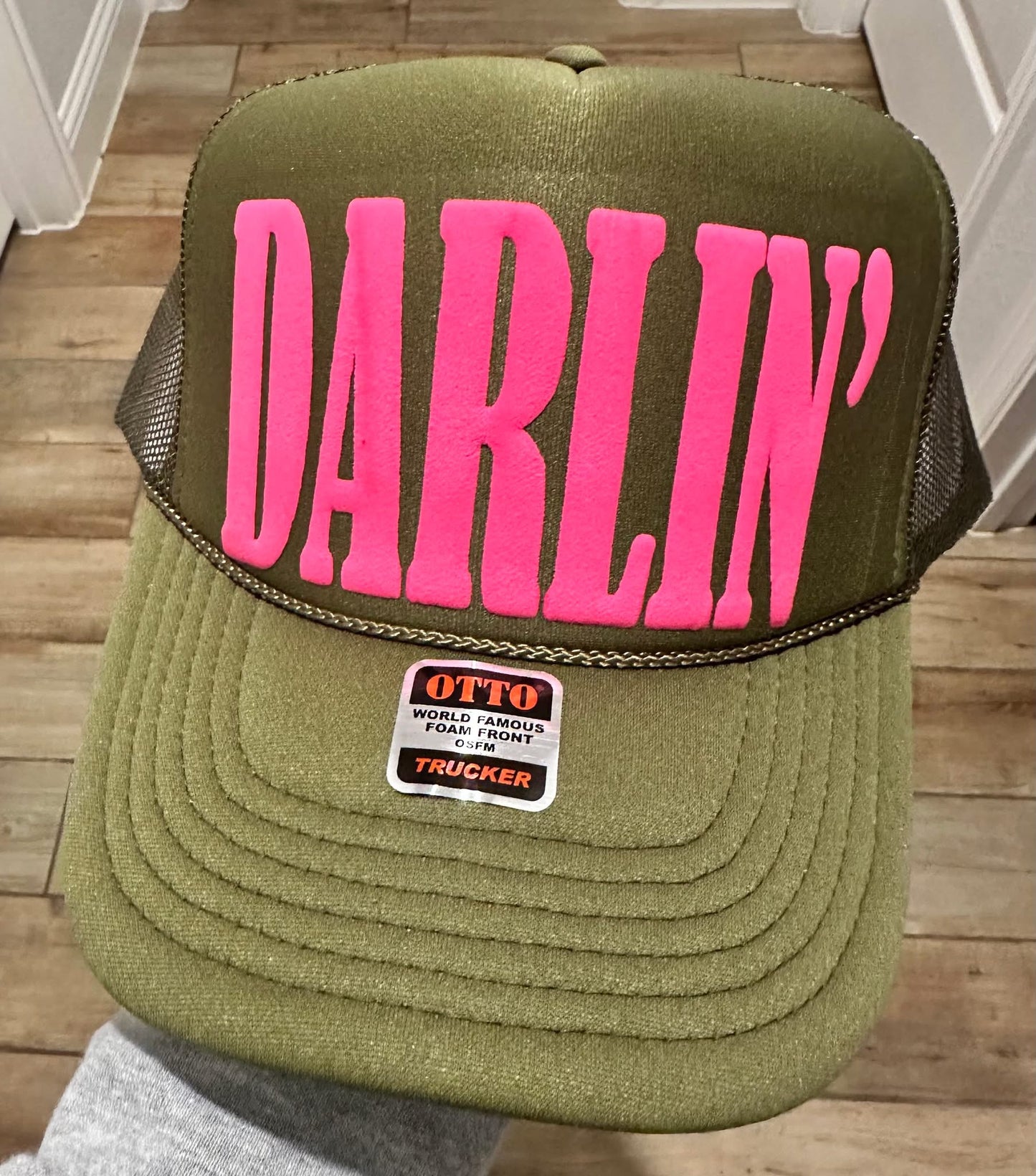 Darlin’ Neon Pink Puff Trucker Hat