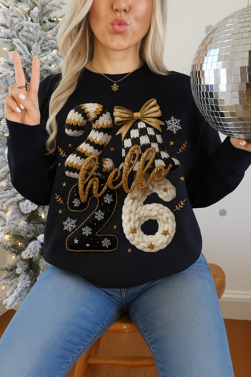 HELLO 2026 FAUX YARN - Unisex Graphic Sweatshirt