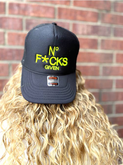 No F*cks Given Embroidered Black Trucker Hat