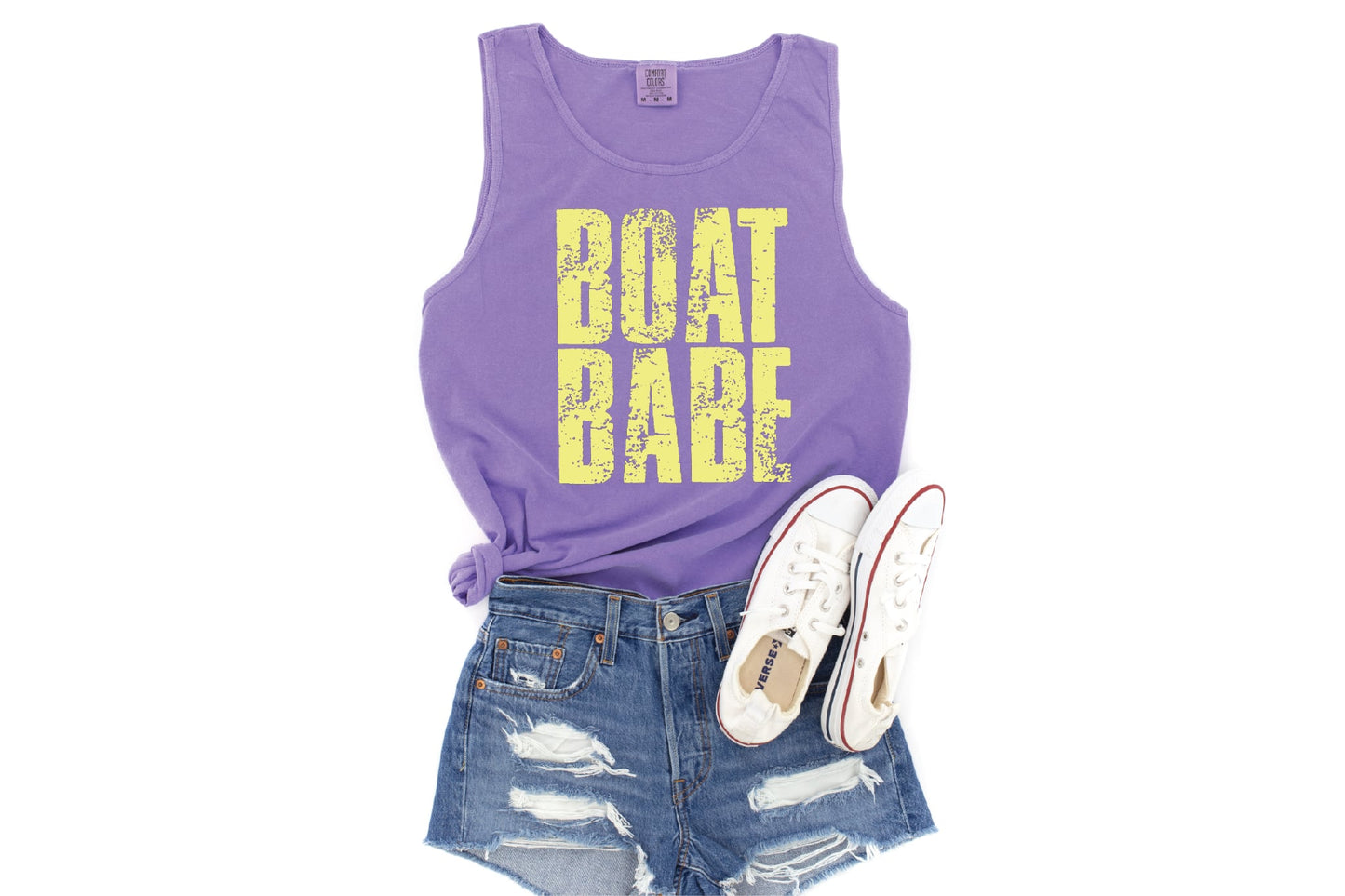 Boat Babe Violet Unisex Comfort Color Graphic Tank Top