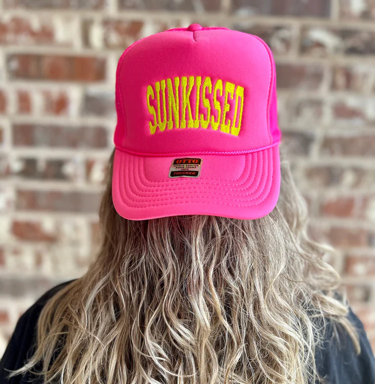 Sunkissed Neon Pink Embroidered Trucker Hat