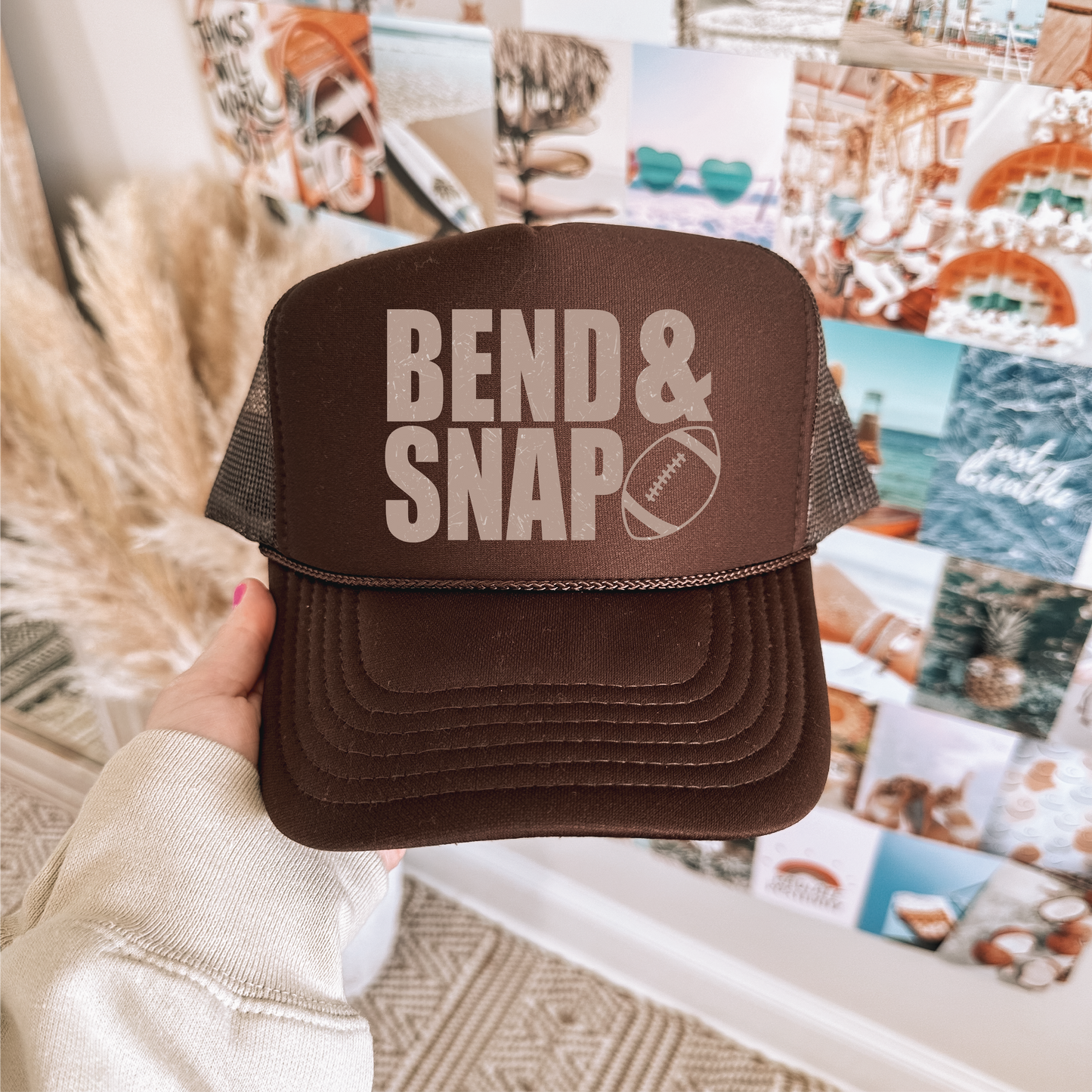 Bend and Snap Football - Brown Unisex Foam Trucker Hat