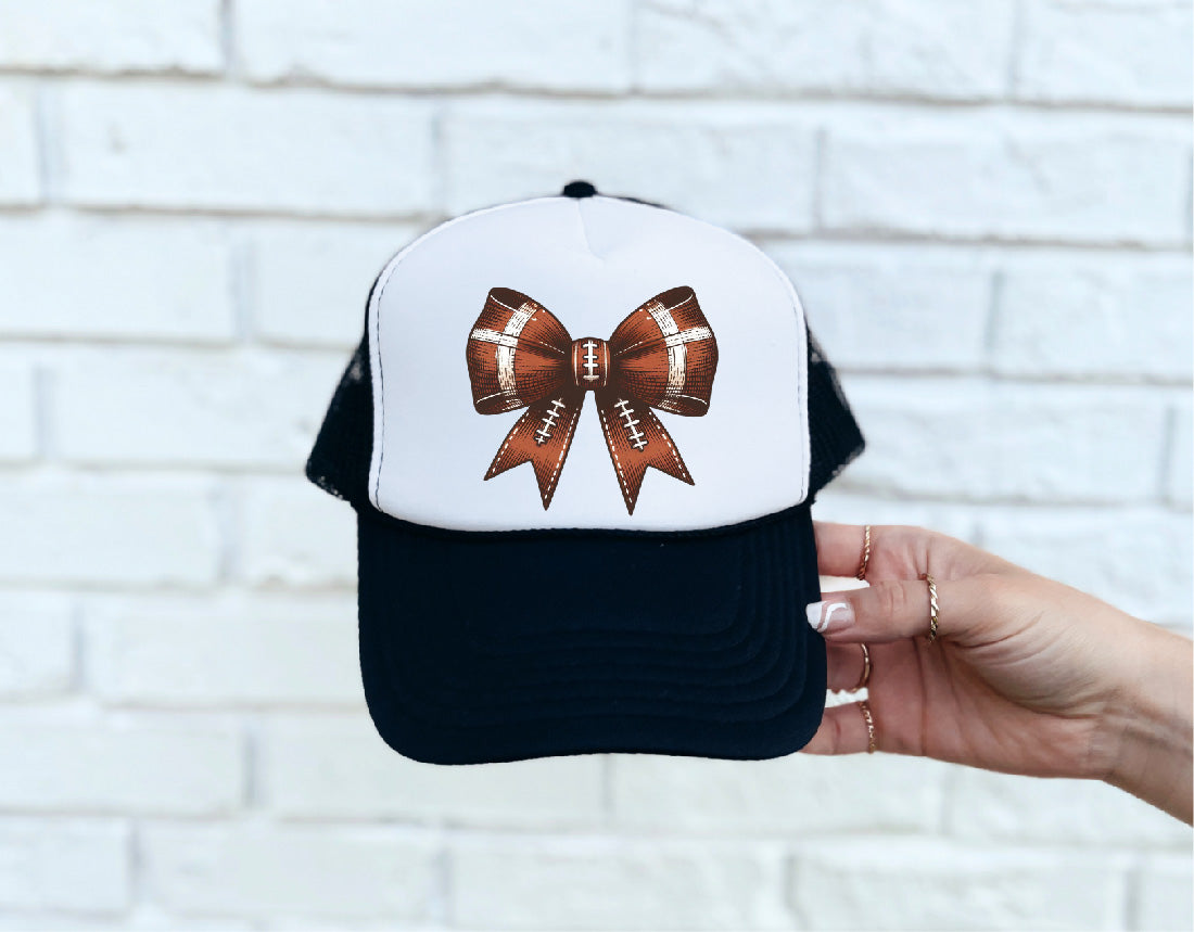 Football Bow Black & White Trucker Hat