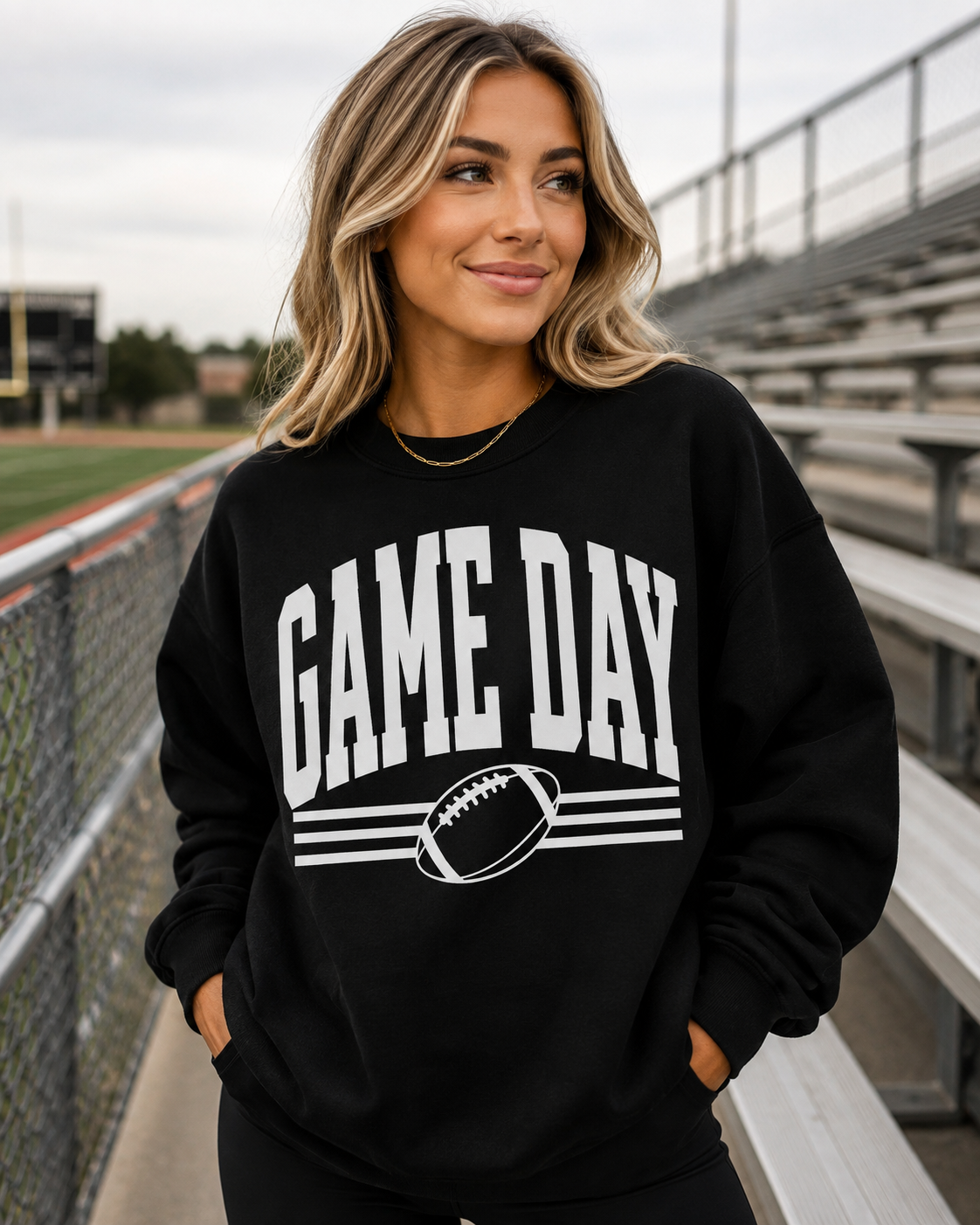 Game Day Football -Black Unisex Graphic Sweatshirt