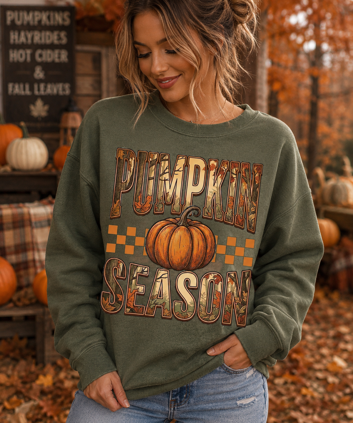 PUMPKIN SEASON FALL LEAVES - Unisex Graphic Sweater