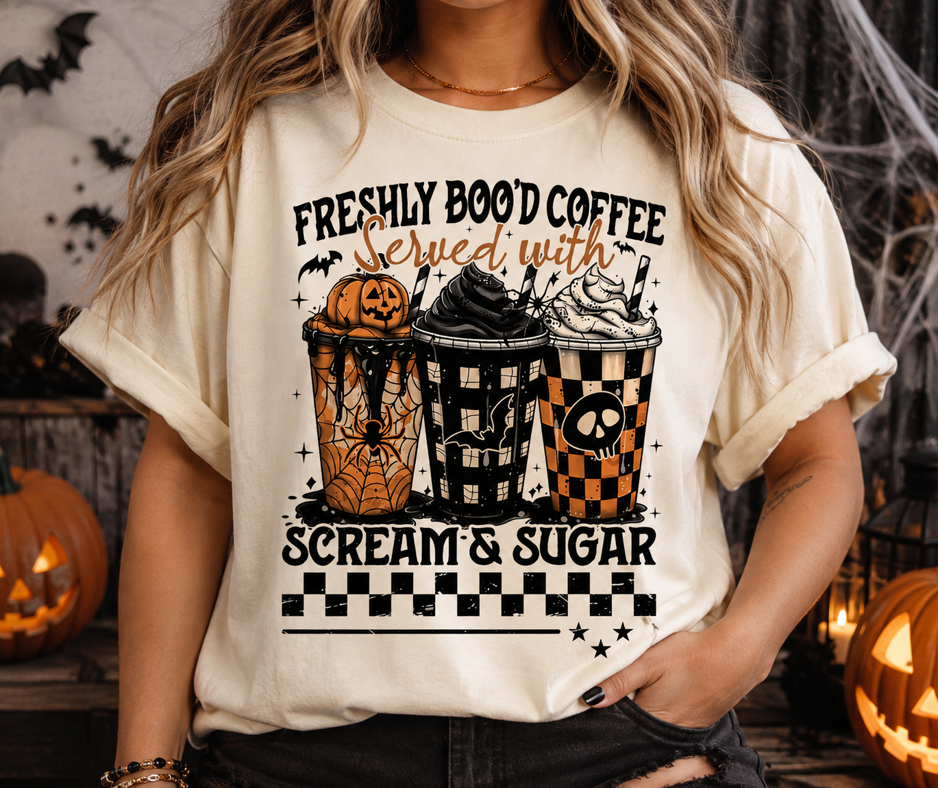 HALLOWEEN COFFEE- Ivory Comfort Color Unisex Graphic Tee