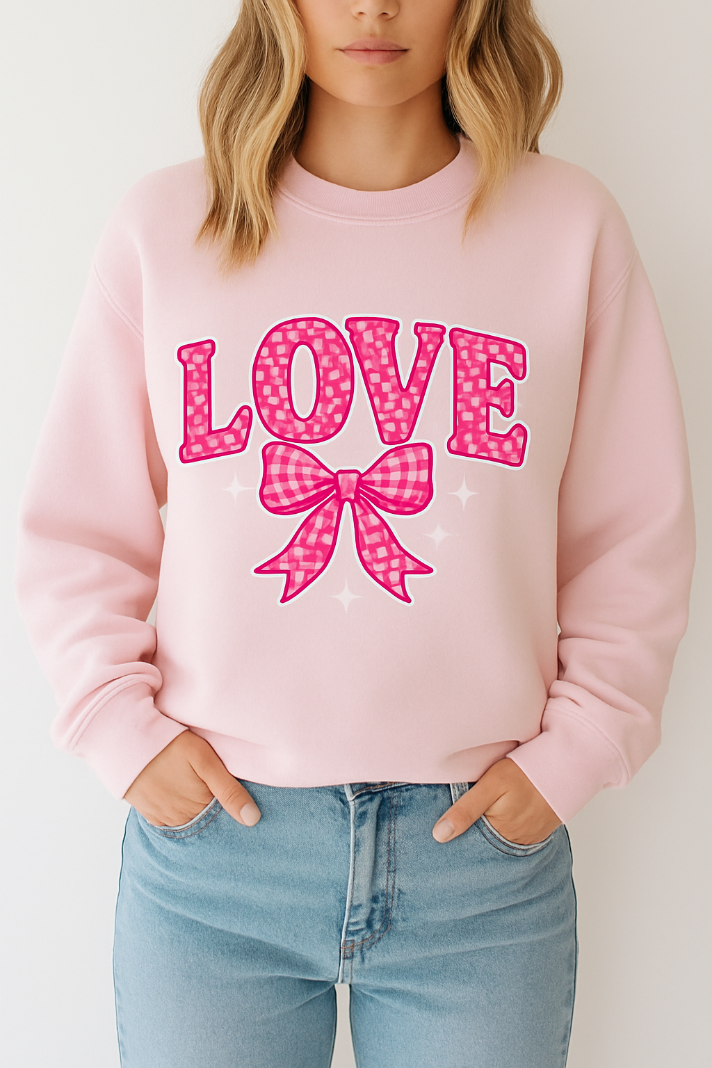 LOVE GINGHAM PRINT - Unisex Graphic Sweater