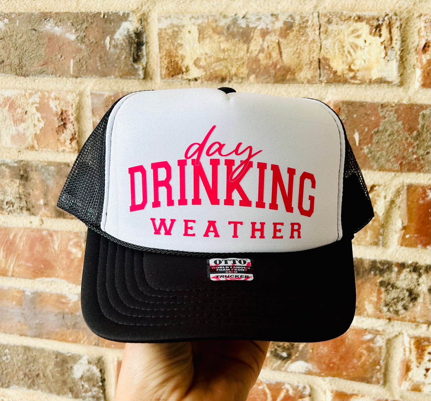 Day Drinkin’ Weather Black & White Trucker Hat