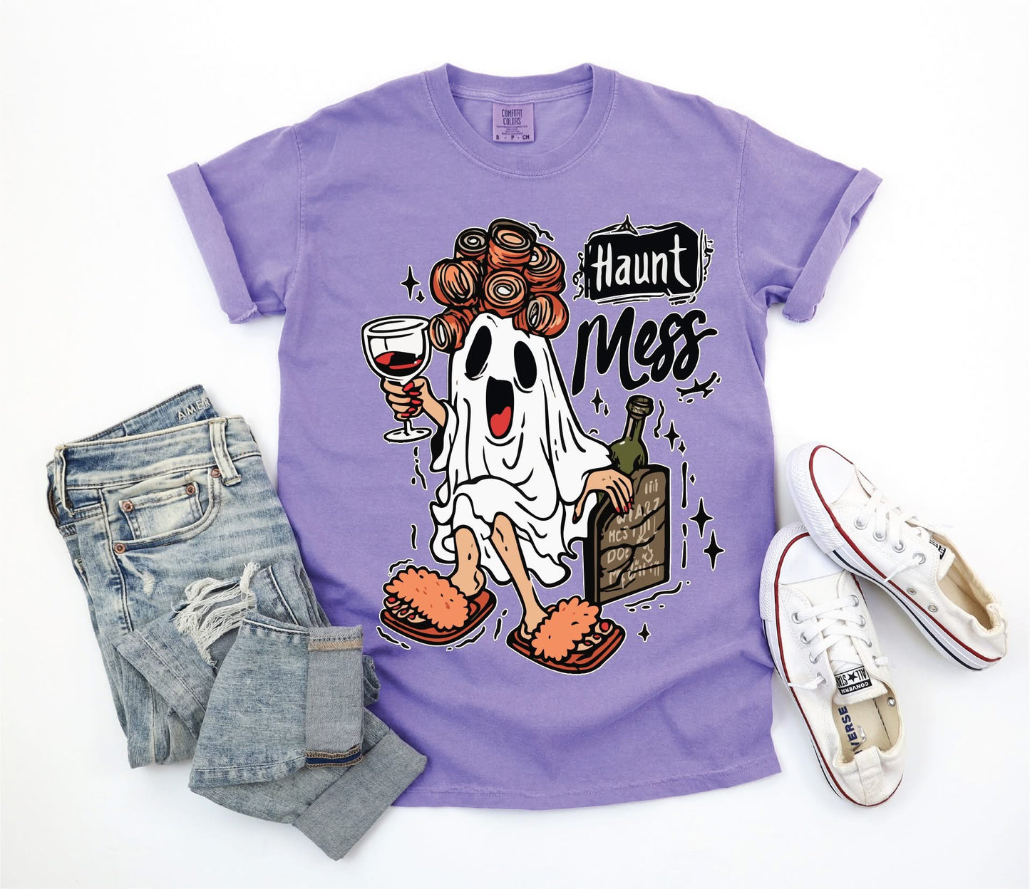 Haunt Mess- Violet Comfort Color Unisex Graphic Tee