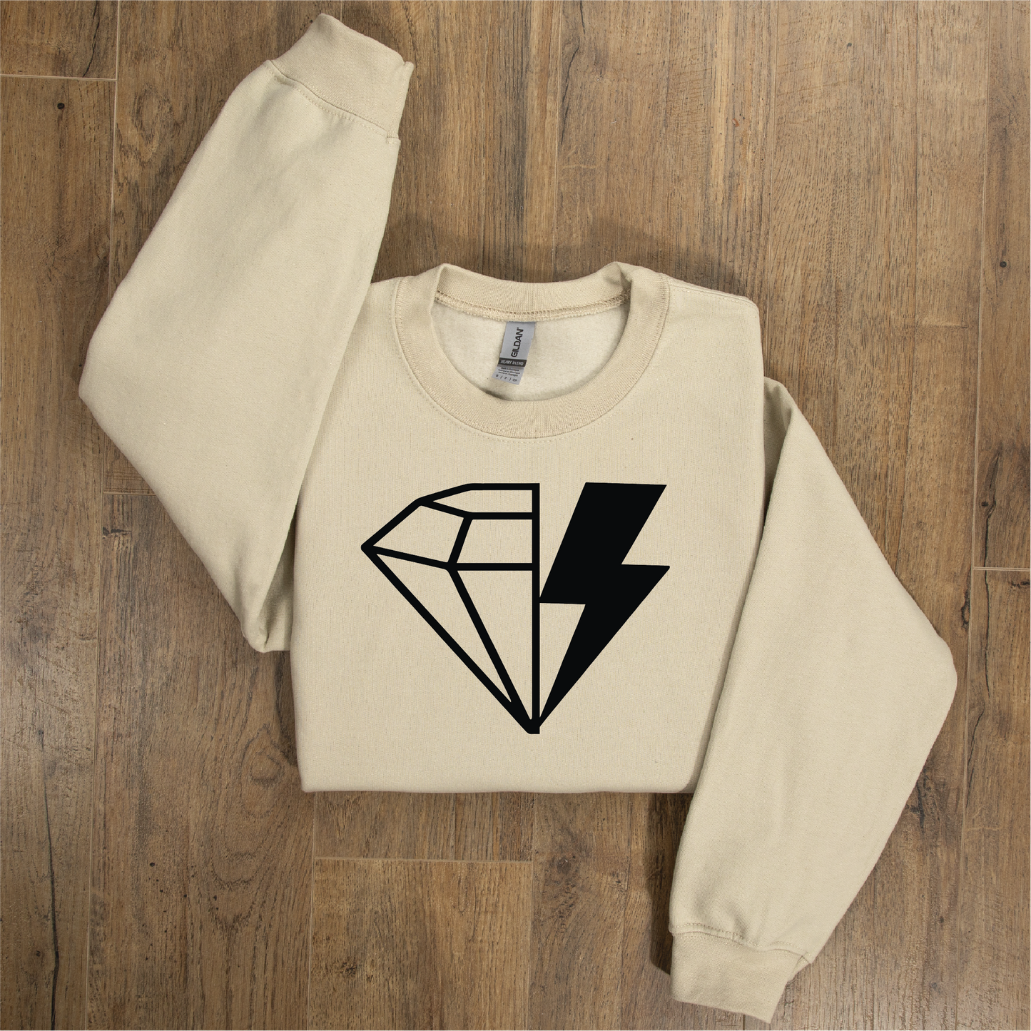 Fizz City Embroidery Sweater Sand with Black Embroidery Design