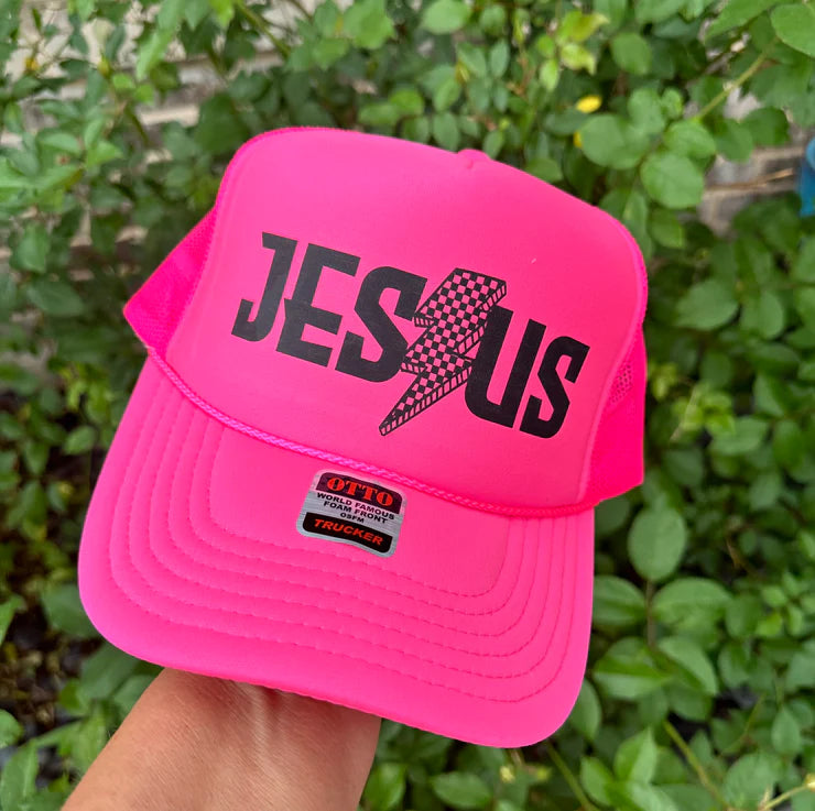 Jesus Neon Pink Trucker Hat