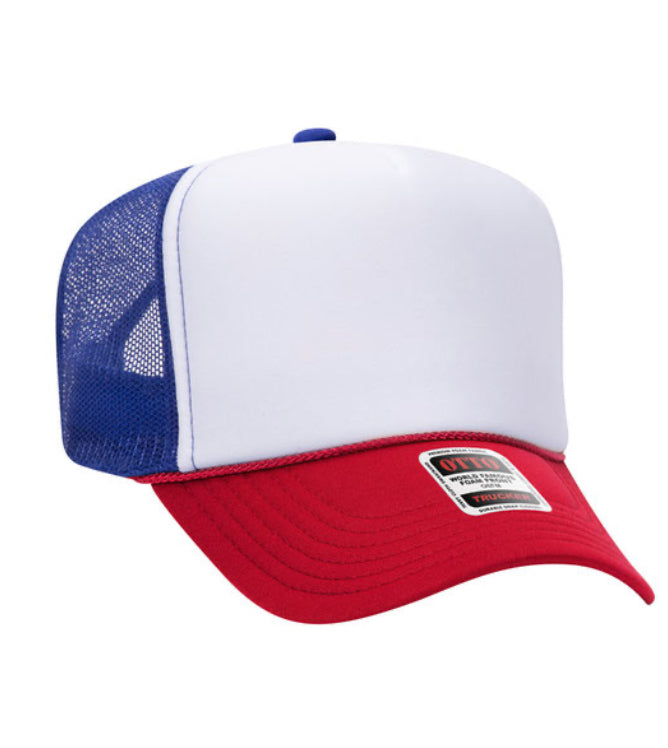 America Checkered Red White and Blue unisex Foam Trucker Hat