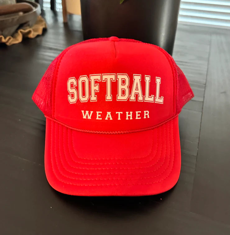 Softball Weather Red Trucker Hat