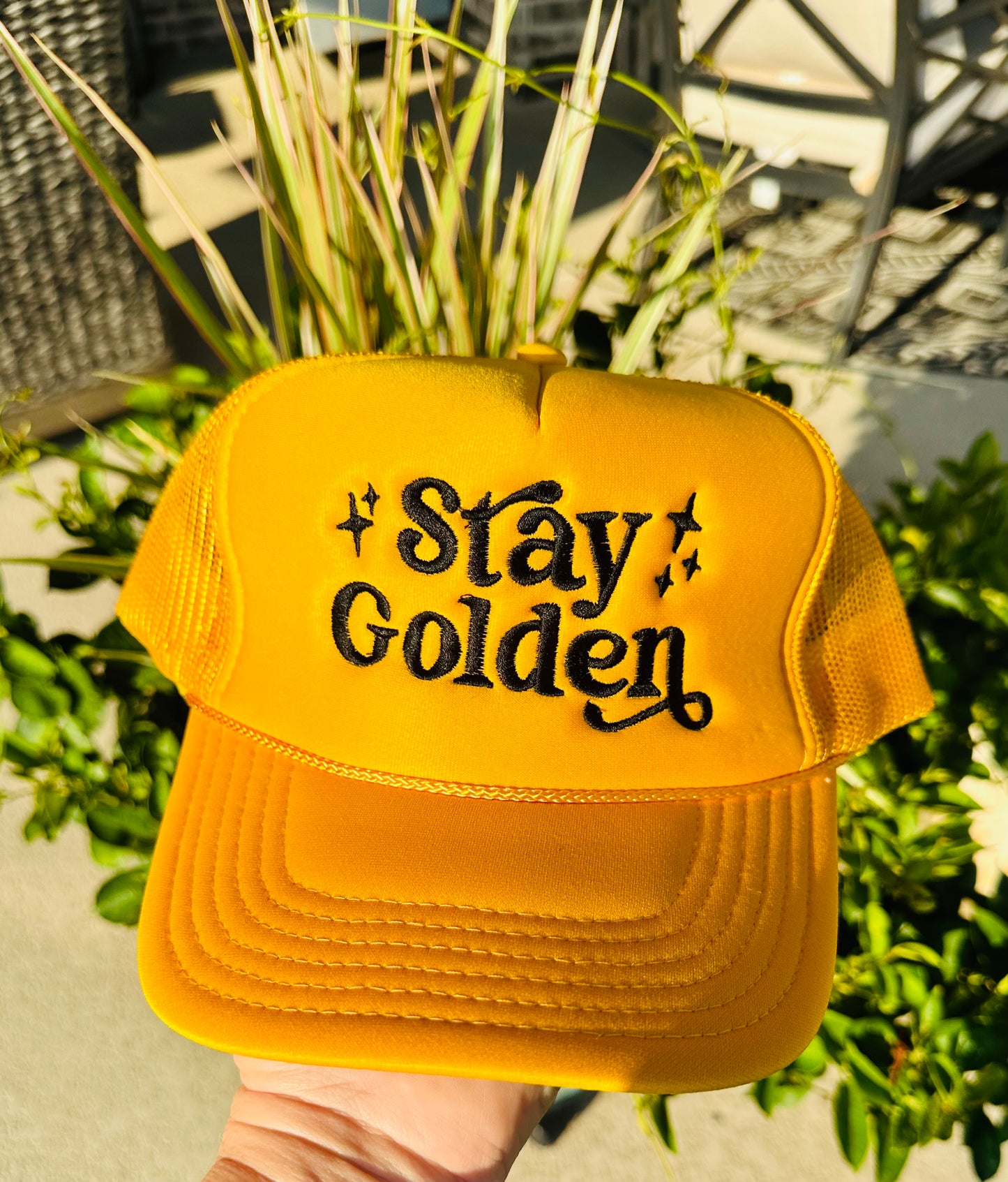 Stay Golden Gold Trucker Hat