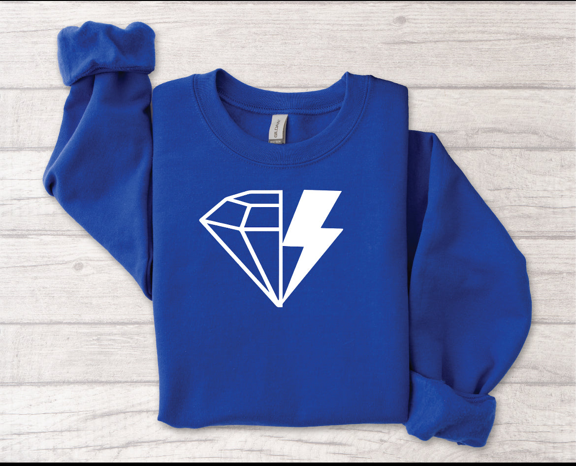 Fizz City Embroidery Sweater Royal with White Embroidery Design