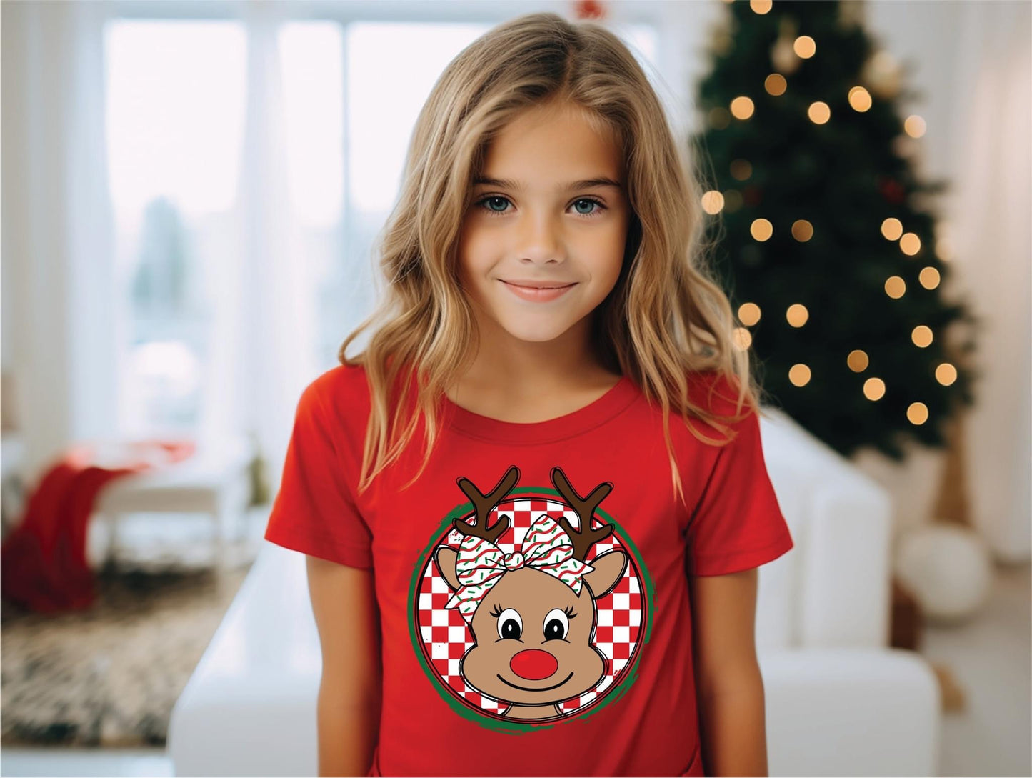 Girl Checkered Reindeer