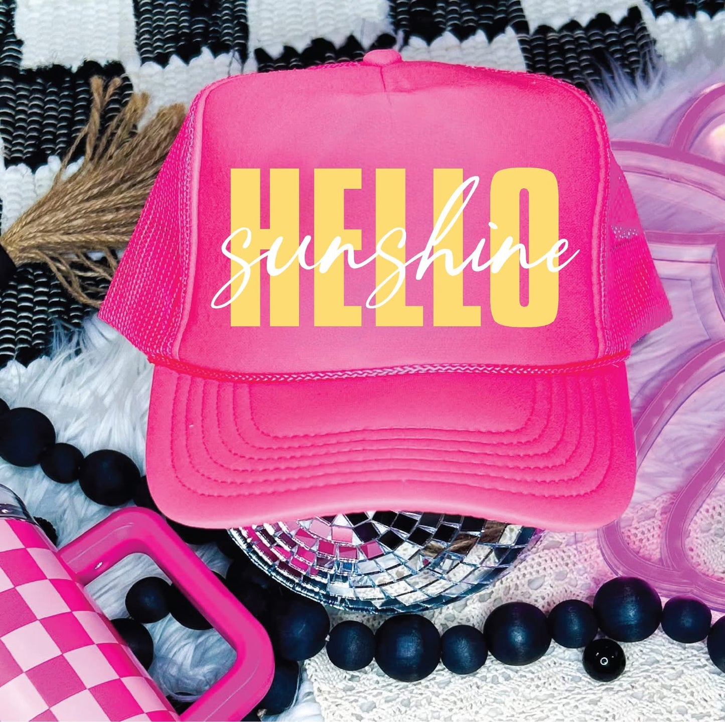 Hello Sunshine- Neon Pink Unisex Foam Trucker Hat