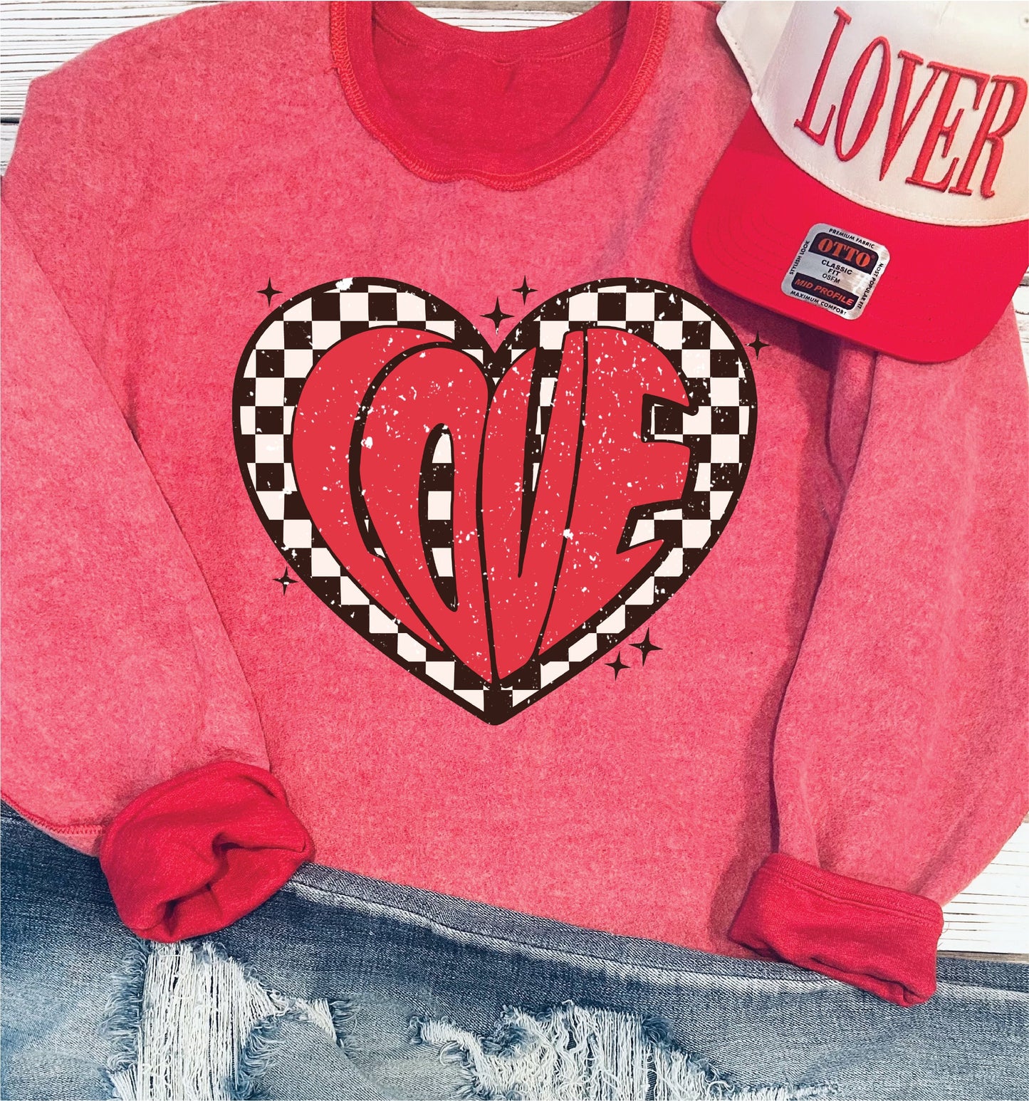 Love Checkered -Reverse Sweatshirt