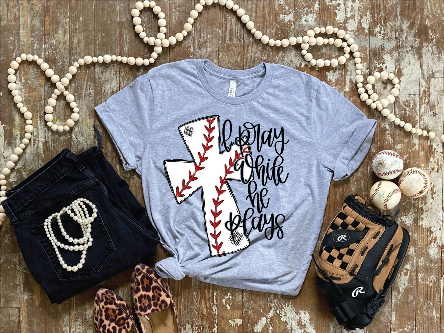 I Pray He Plays Baseball Cross