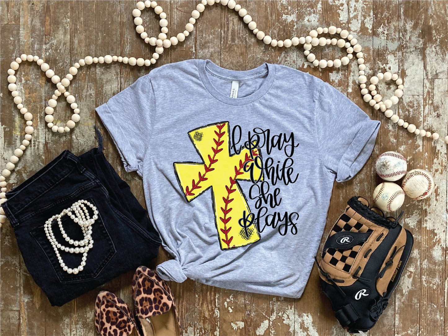 I Pray She Plays Softball Cross