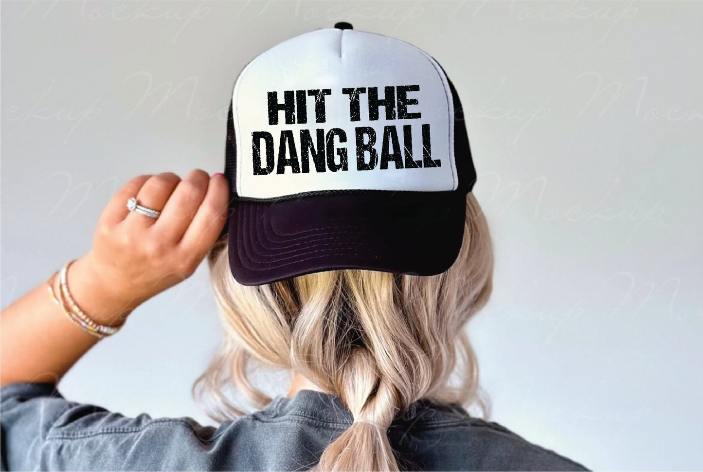 Hit The Dang Ball Black & White Unisex Trucker Hat