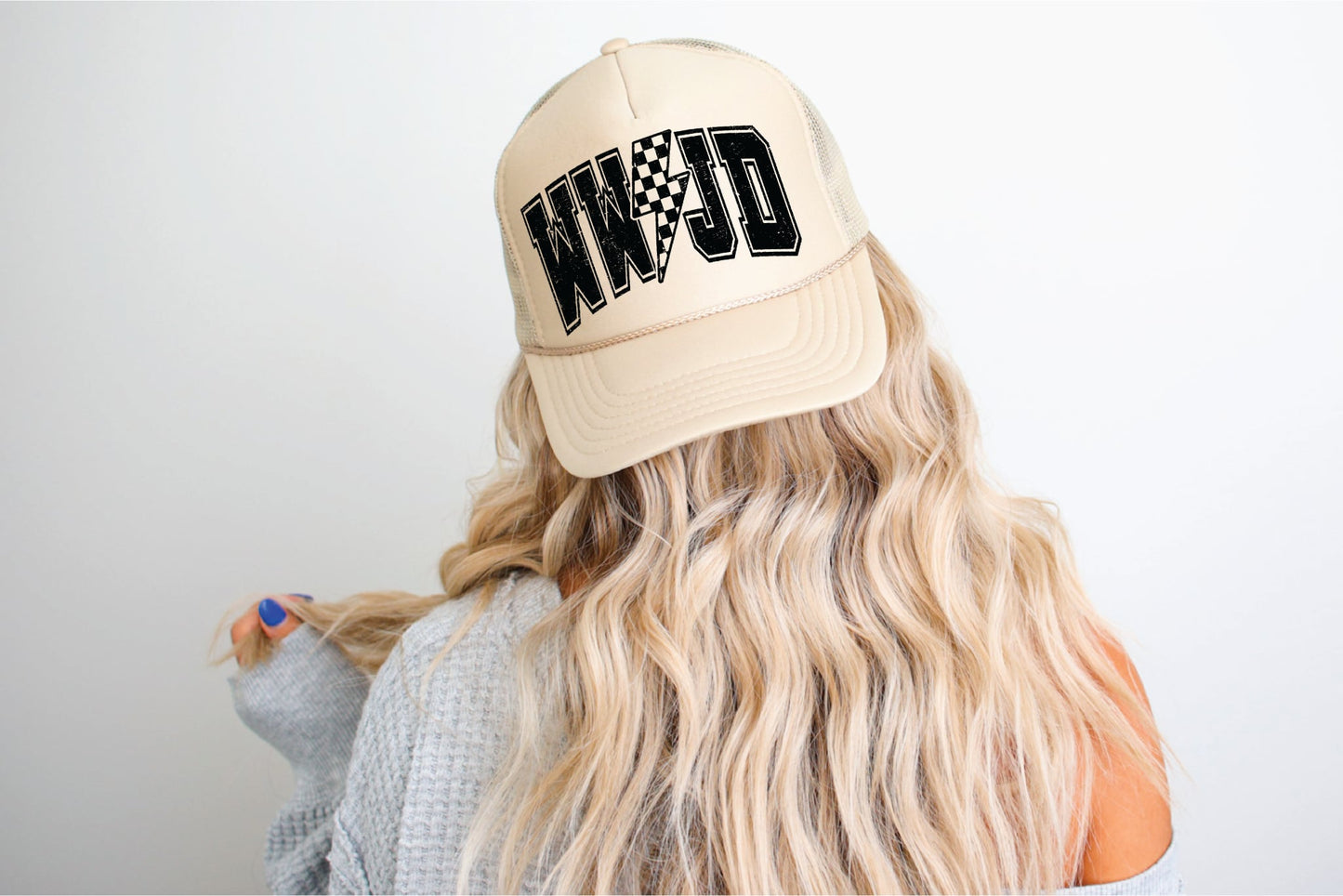 WWJD Tan Trucker Hat