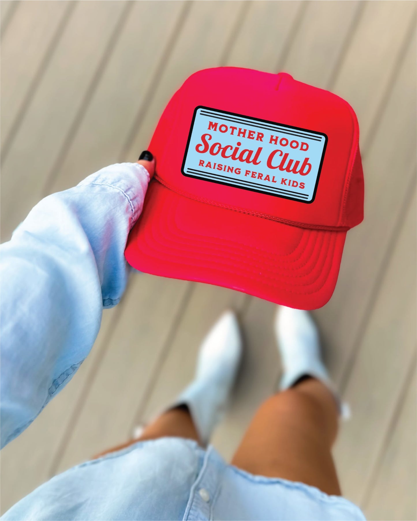 Motherhood Social Club Red Trucker Hat
