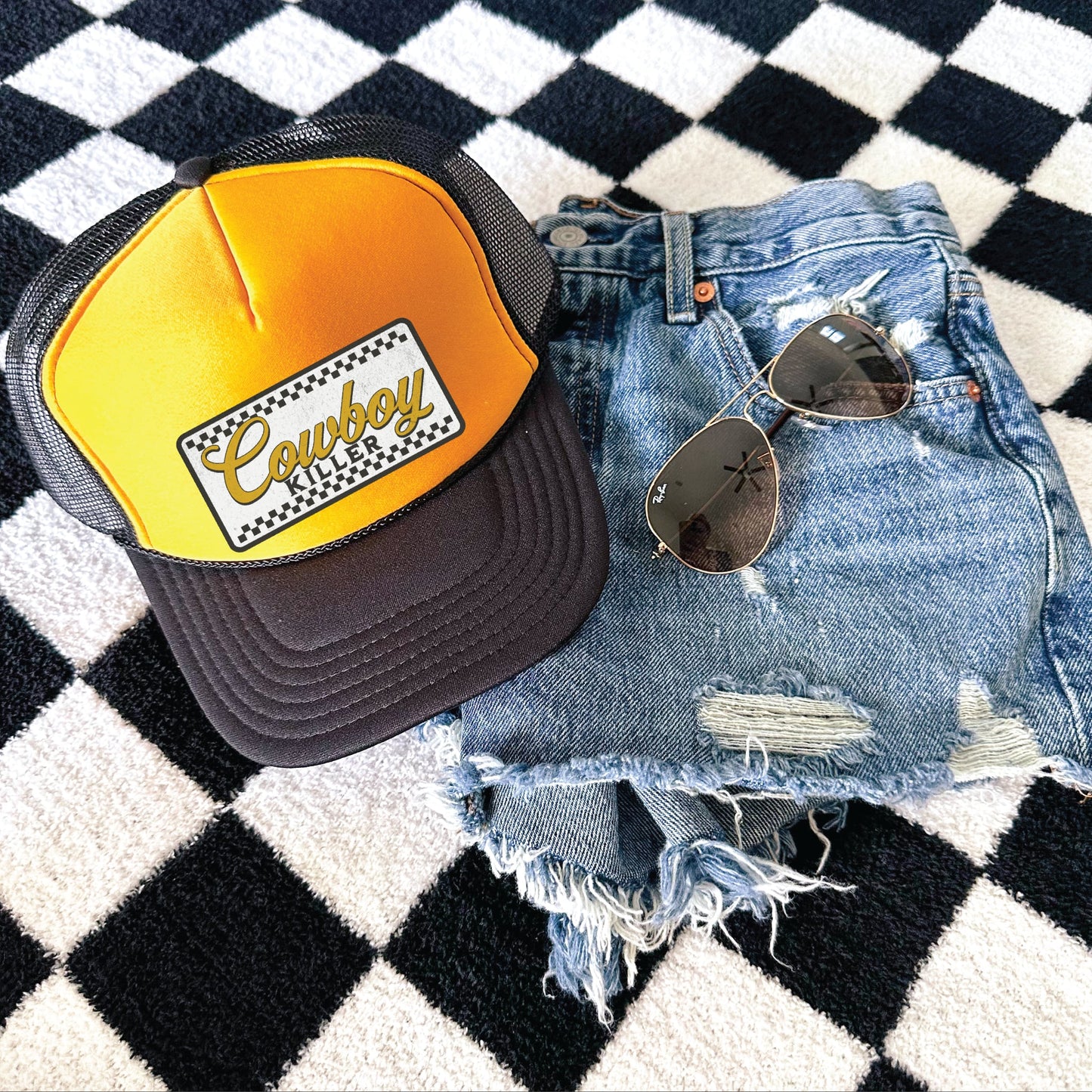 Cowboy Killer Unisex Black and Gold Unisex Foam Trucker Hat
