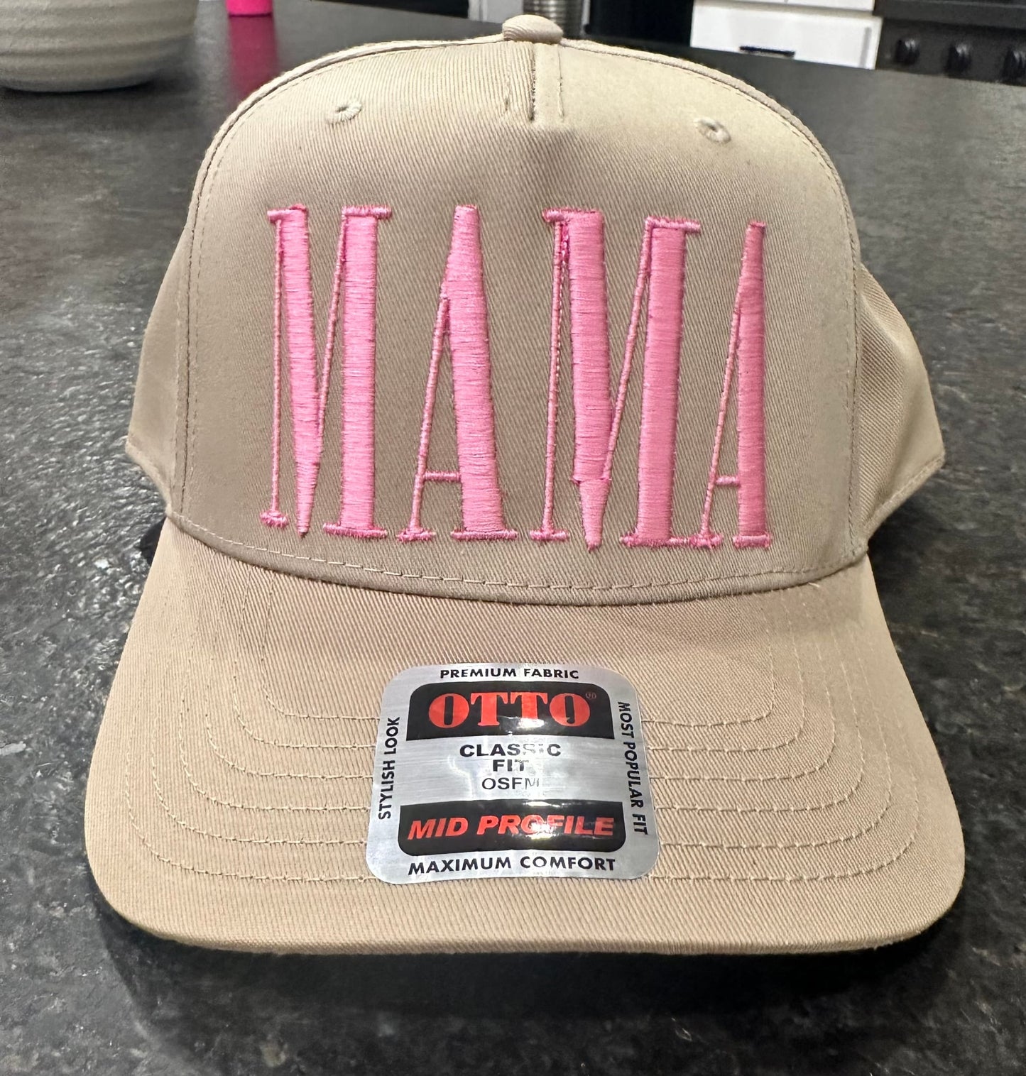 Mama- Beige Unisex Embroidery Hat