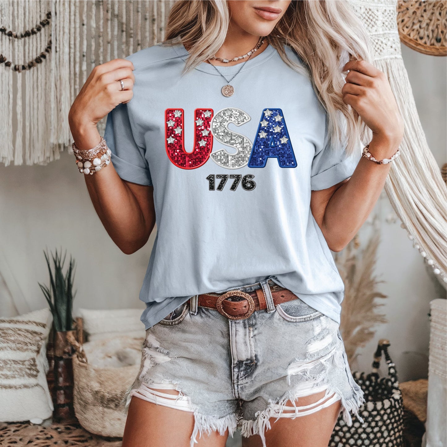 USA faux Sequin