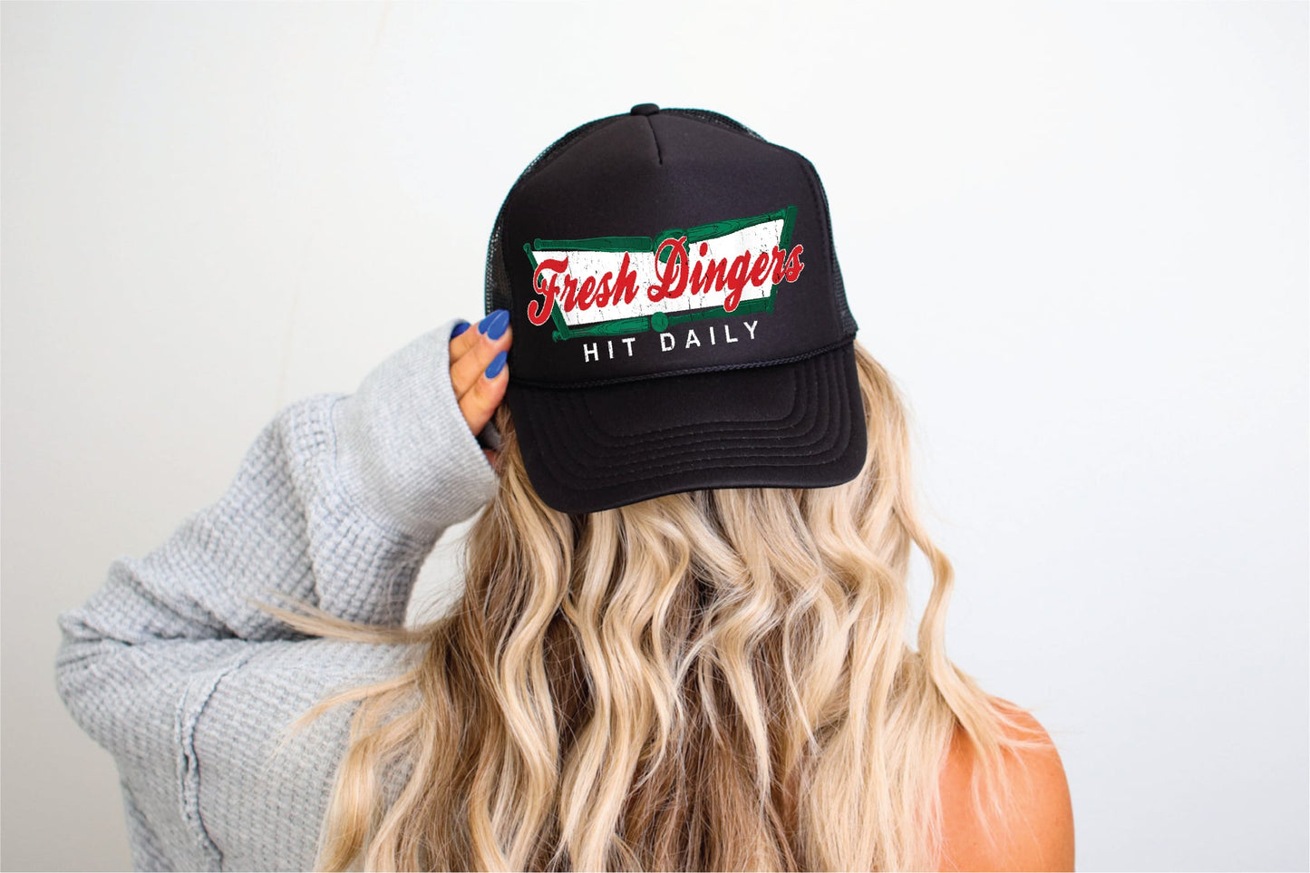 Fresh Dingers Black Unisex Foam Trucker Hat