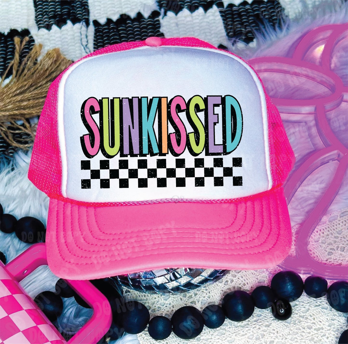 Sunkissed Neon Pink & White Trucker Hat