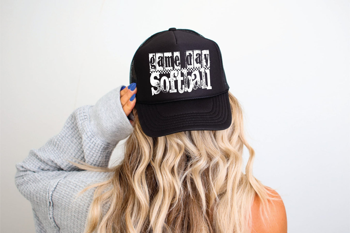 Game Day Softball Black Unisex Foam Trucker Hat