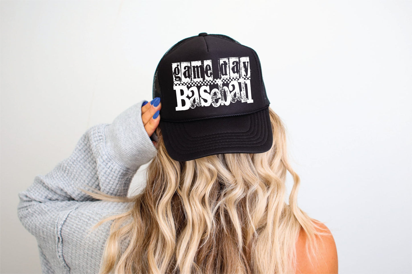 Game Day Baseball Black Unisex Foam Trucker Hat
