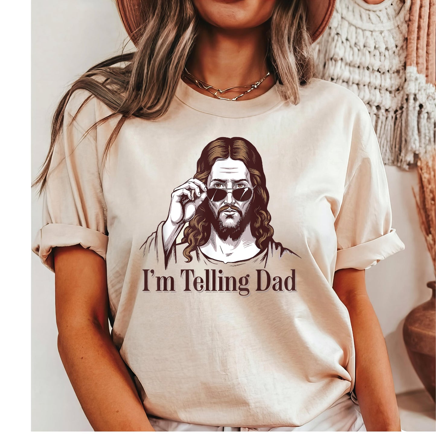 I’m Tellin’ Dad Natural Unisex Graphic Tee