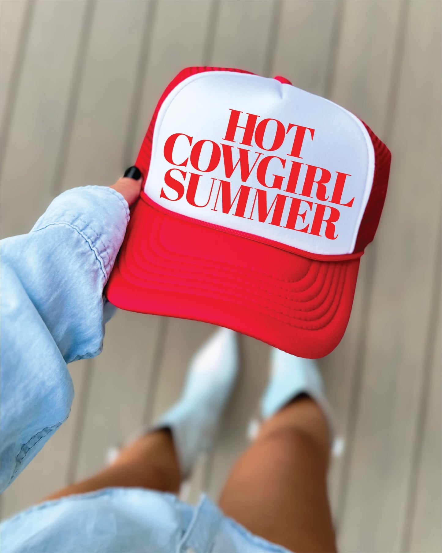 Hot Cowgirl Summer Red & White Unisex Foam Trucker Hat