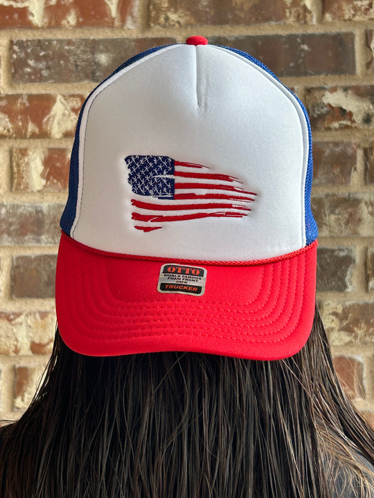 American Flag Red/White/Blue Trucker Hat