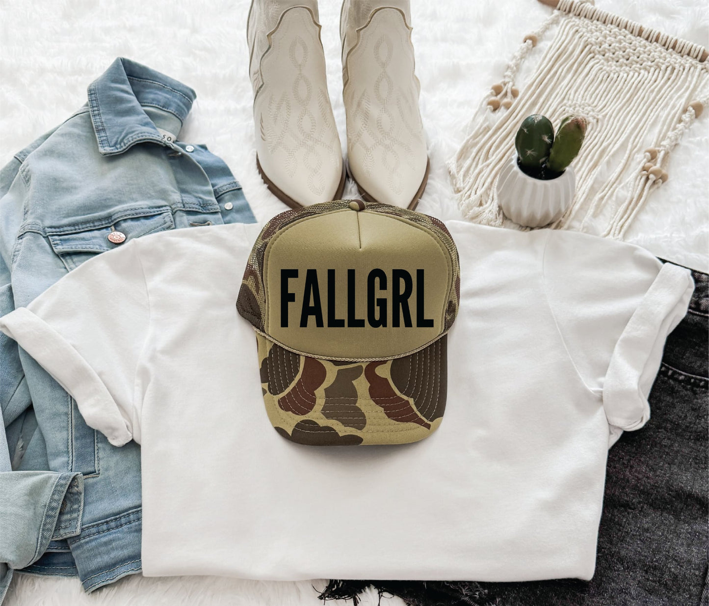 FALLGRL-Camo and Olive Unisex Foam Trucker Hat