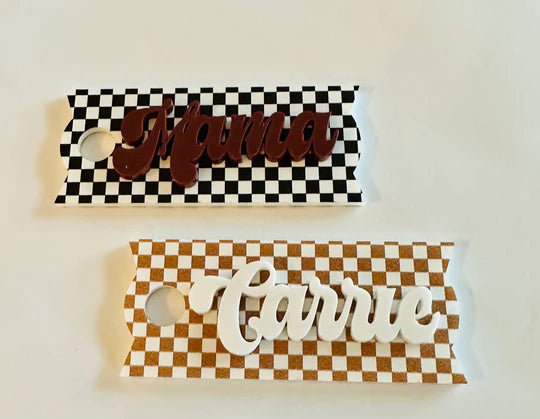 Retro Checkered Cup Toppers