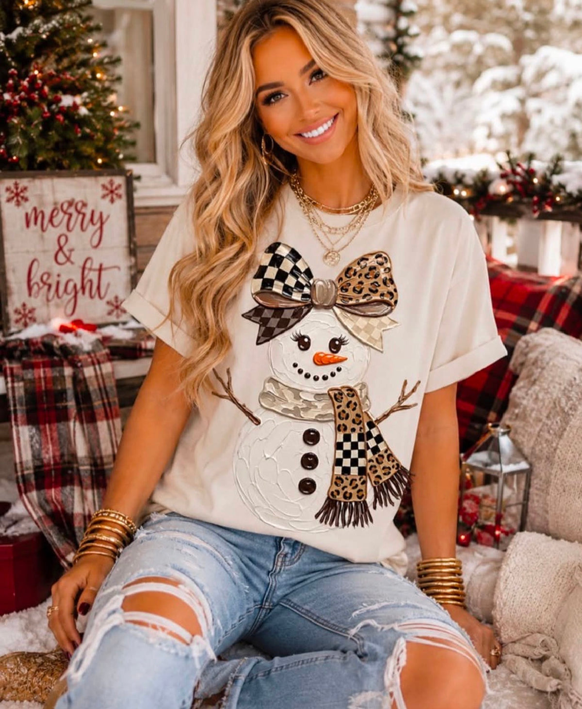 LEOPARD PAINTED SNOWMAN - UNISEX GRAPHIC SWEATSHIRT or Tee