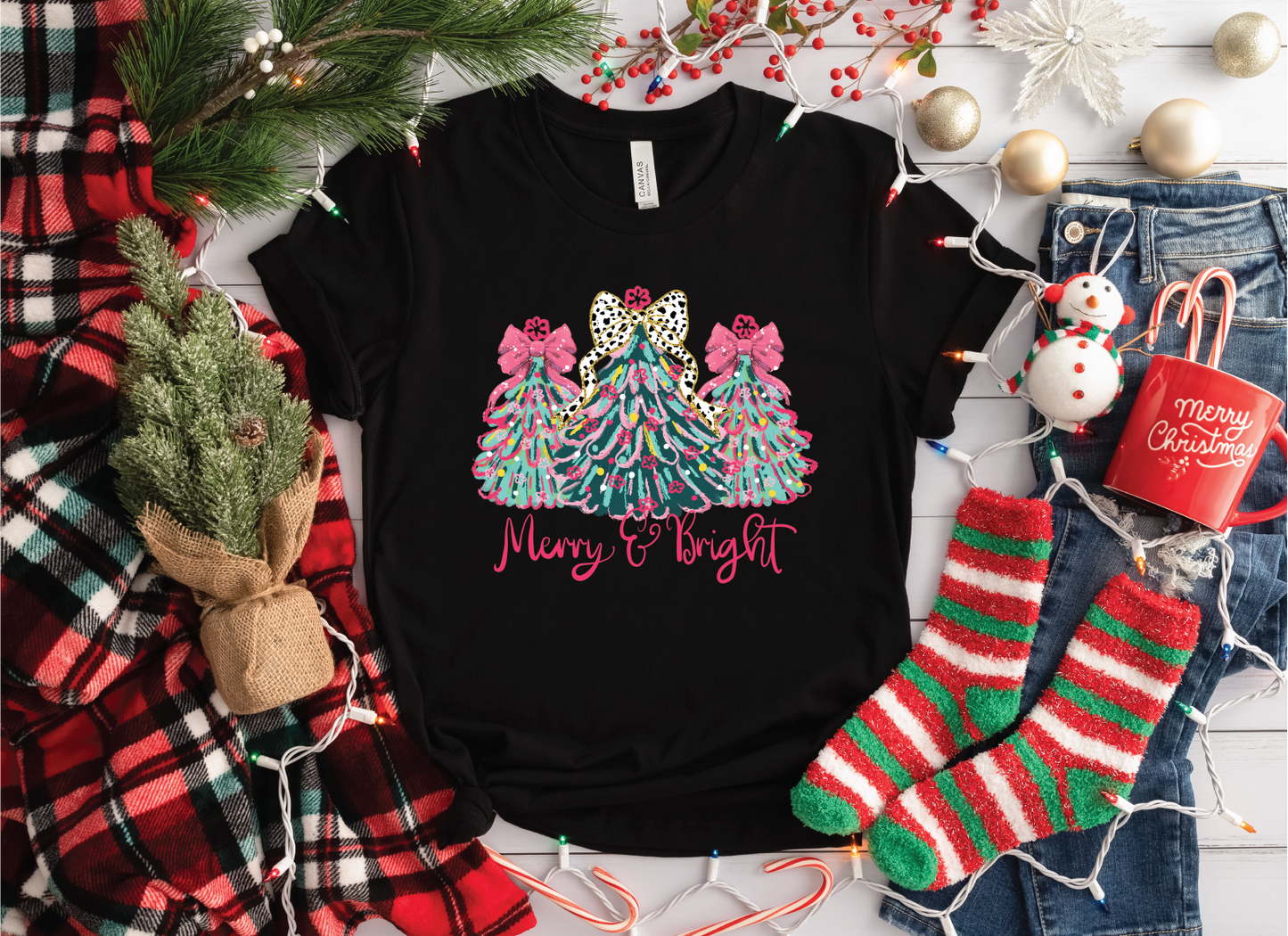 Merry and Bright Trees - Comfort Color Unisex Graphic T-Shirt