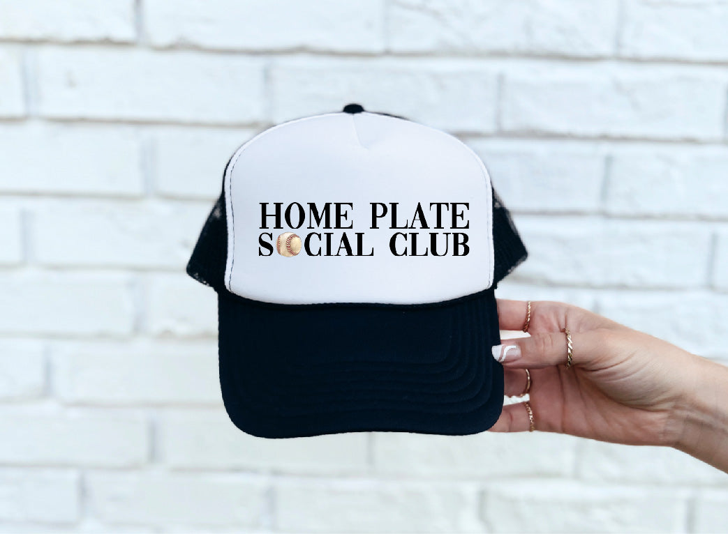 Home Plate Social Club (Baseball) Black & White Trucker Hat