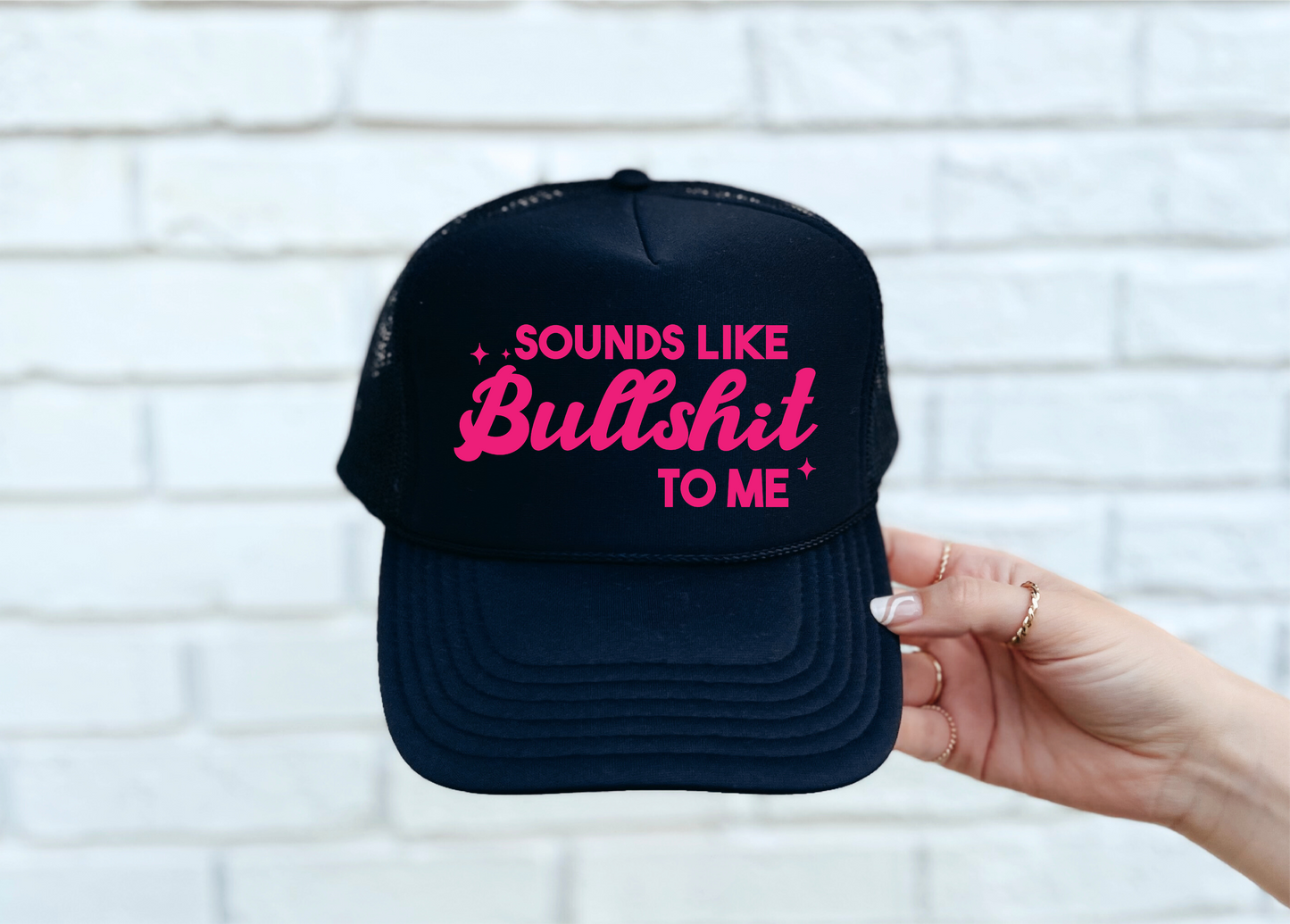 Sounds Like Bullshit Black Trucker Hat