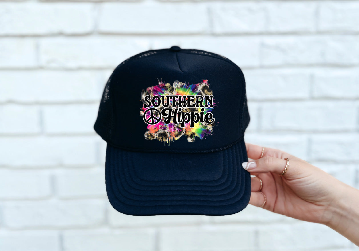 Southern Hippie Black Trucker Hat
