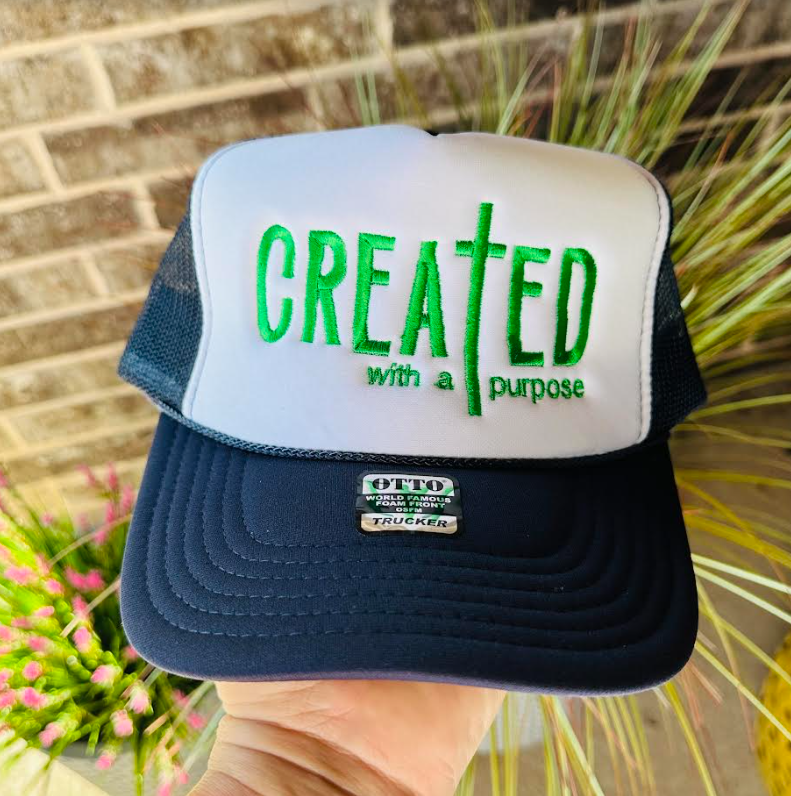 Created with a Purpose Black & White Trucker Hat