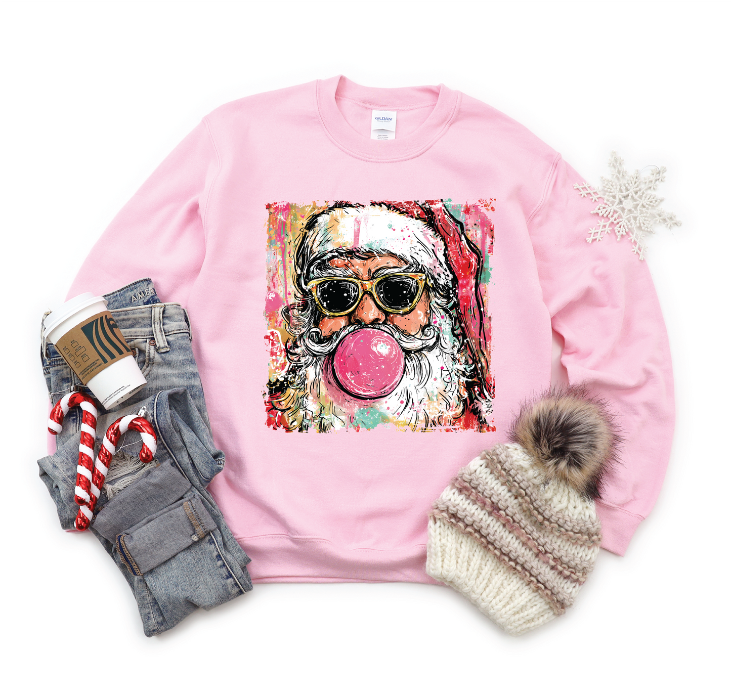 Bubble Gum Santa- Unisex Graphic Sweater