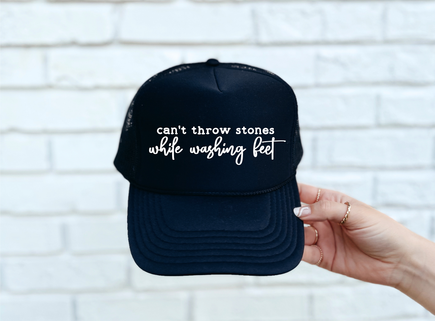 Can't Throw Stones Black Trucker Hat