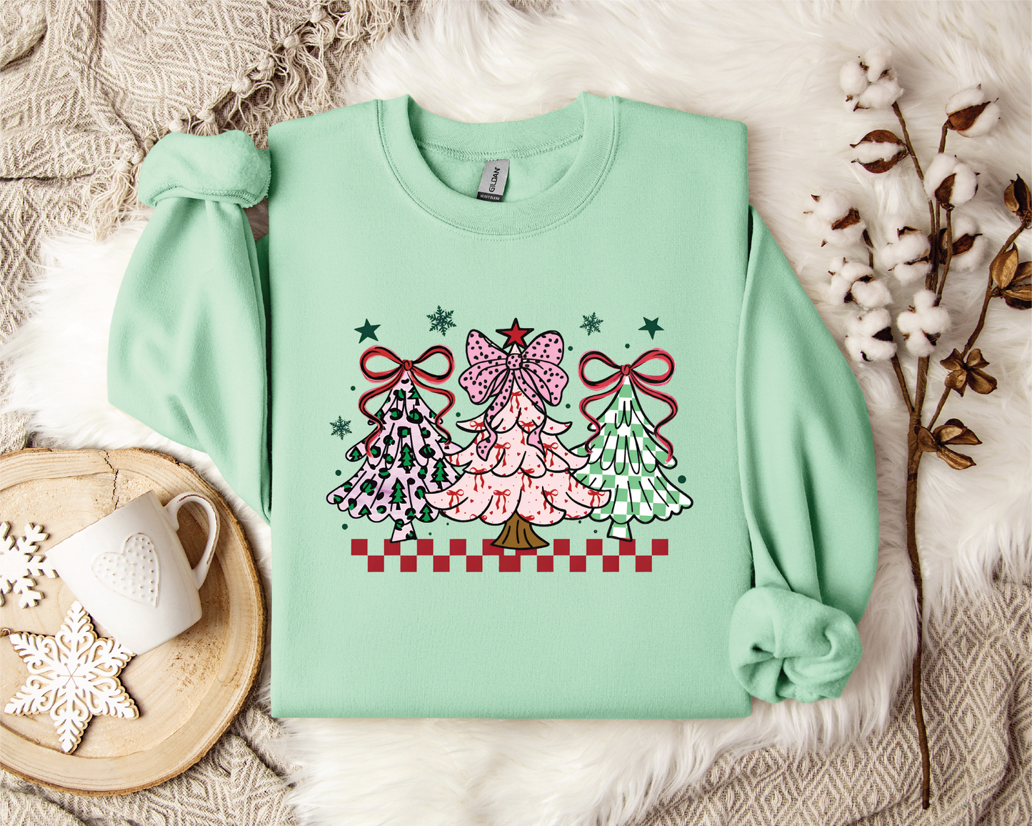 Checkered Christmas Trees- Unisex Graphic Sweater